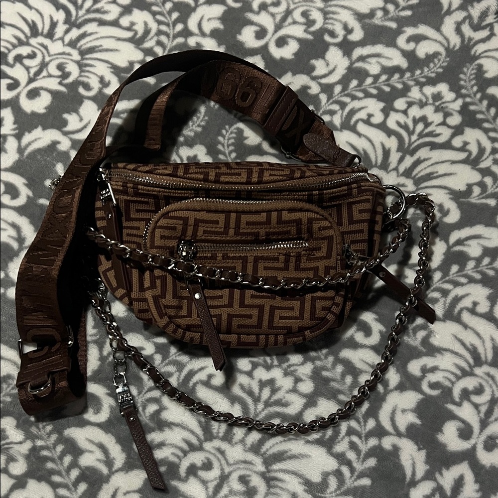 Steve Madden Brown Crossbody Bag with Chain Detail